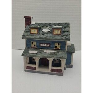 Porcelain Christmas Village Lighted Inn House Victorian Caldor Hand Painted